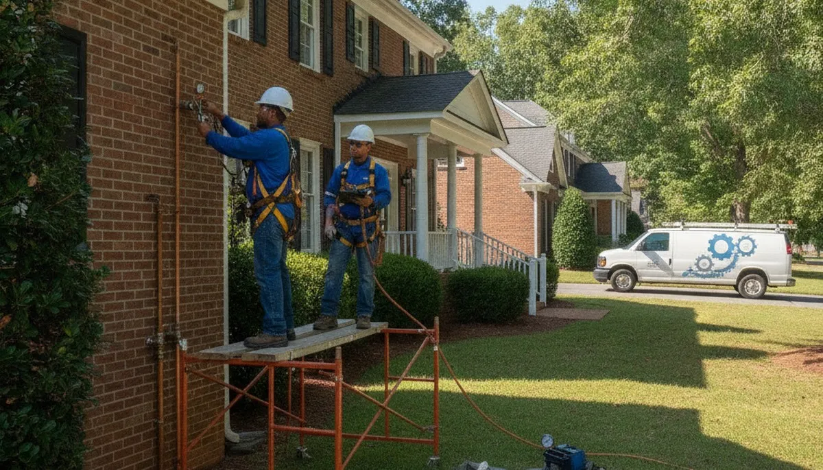 Plumbing repair technician serving Greensboro, NC for drain, leak, and pipe repairs