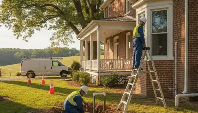 Plumber repairing a pipe in Greensboro, NC for plumbing repair service