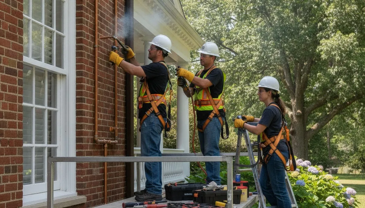 Plumber repairing pipes in Greensboro, NC for reliable plumbing service