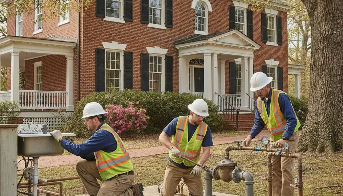 Plumber servicing a Greensboro, NC home for plumbing repair and leak repair