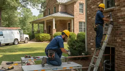 Plumber repairing a leak for Greensboro, NC plumbing service