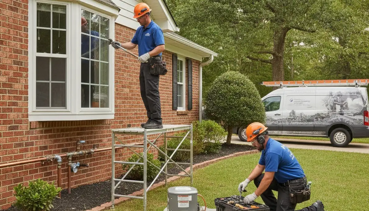 Plumber repairing pipes in Greensboro, NC for residential plumbing service