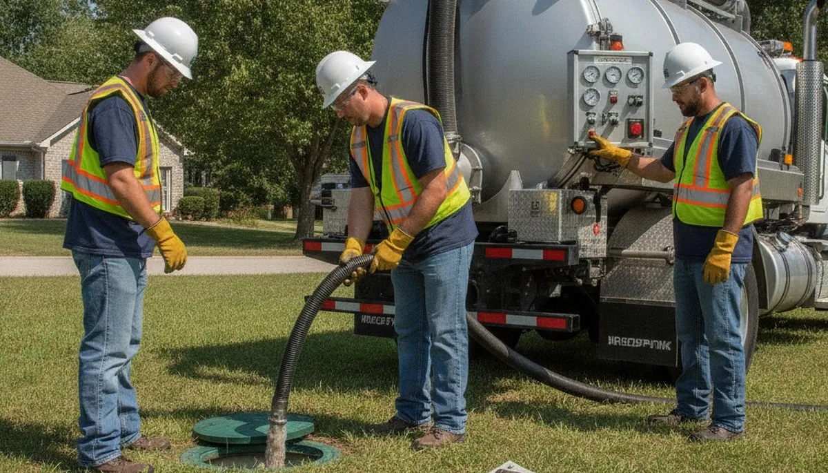 Septic pumping service truck for Greensboro, NC homes by On Call Plumbers