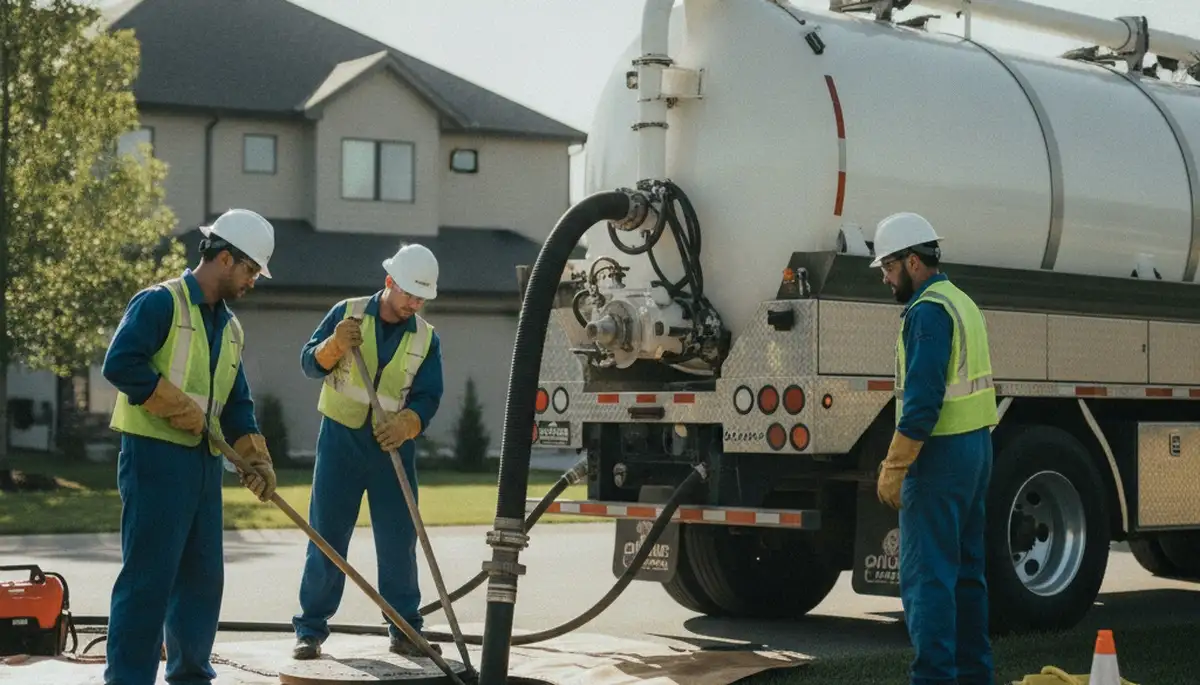Septic pumping service truck for Greensboro, NC homes by On Call Plumbers