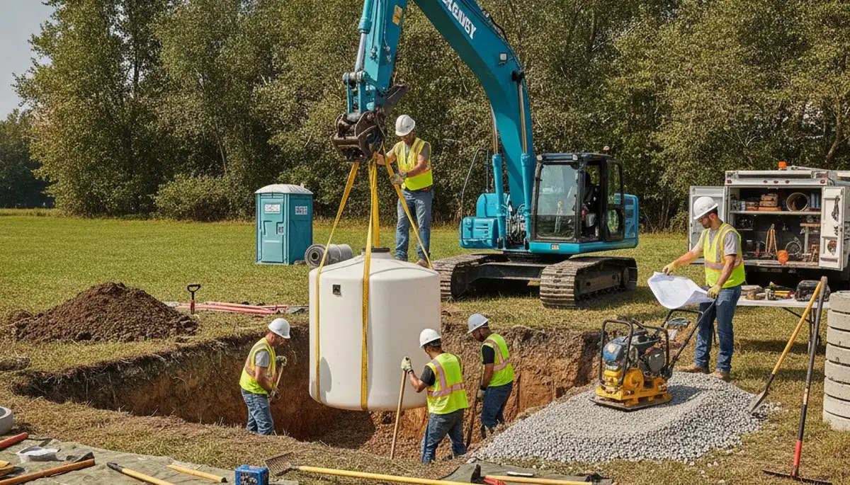 Septic tank installation service in Greensboro, NC by On Call Plumbers