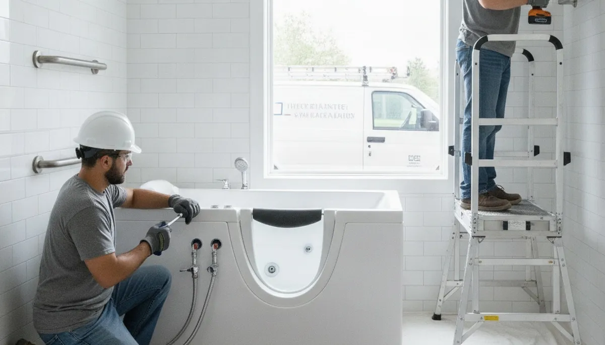 Walk-in tub installation for Greensboro, NC home by On Call Plumbers for safer bathing
