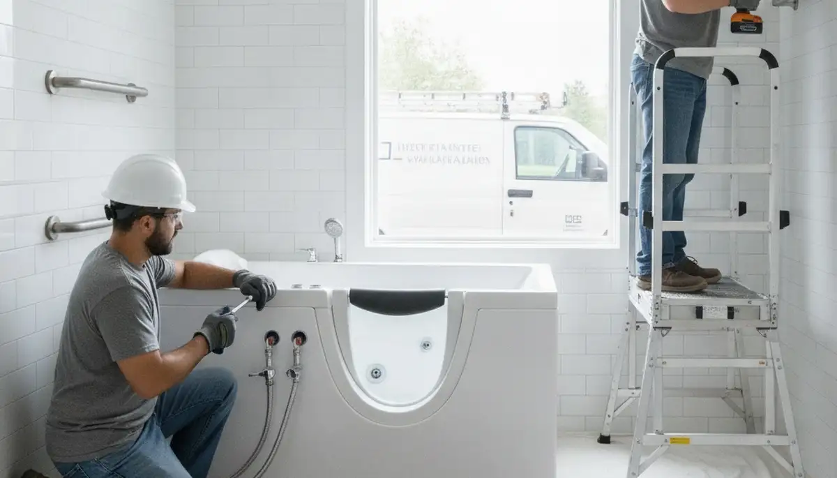 Walk-in tub installation for Greensboro, NC home by On Call Plumbers for safer bathing